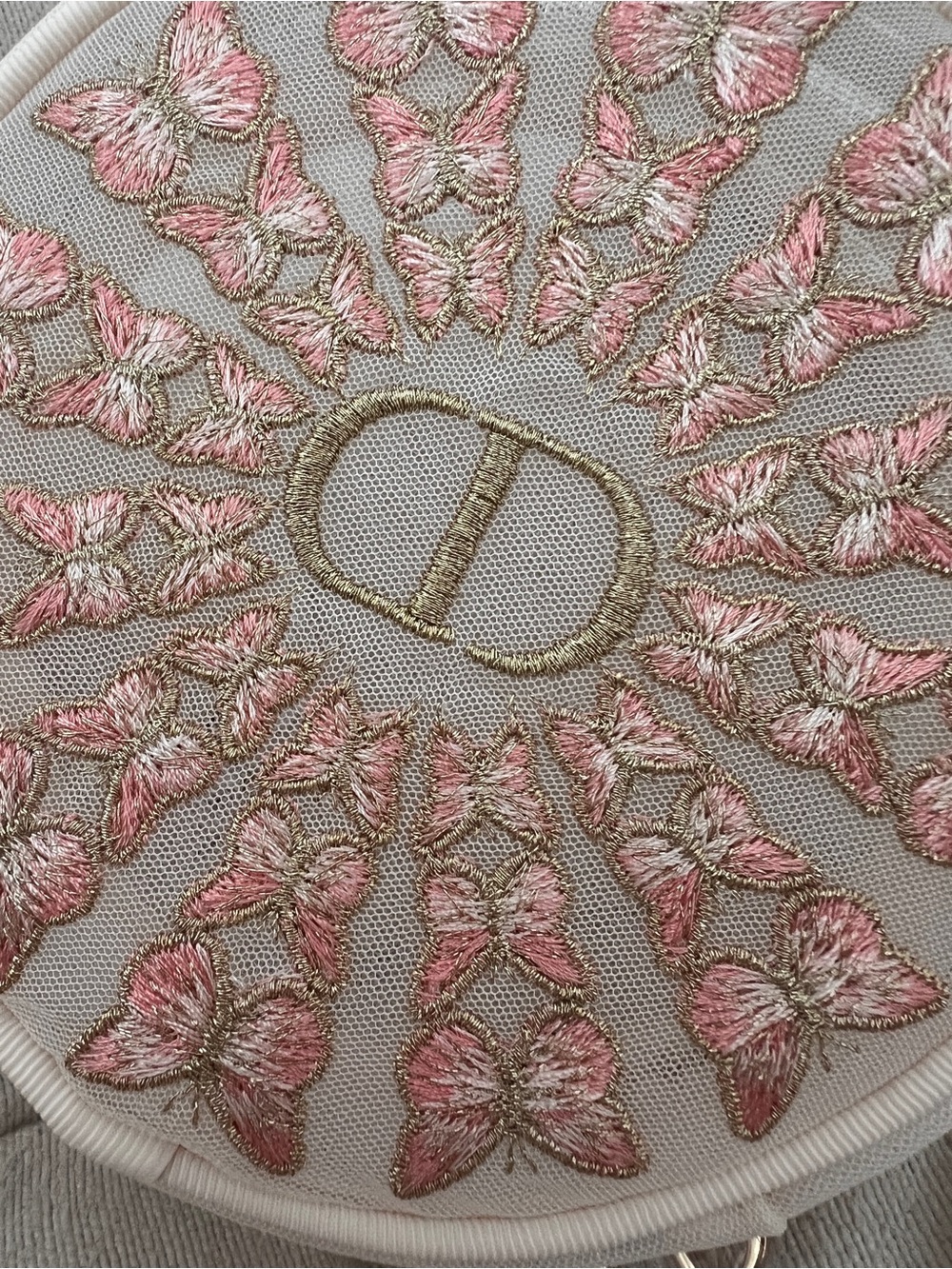 BRAND NEW DIOR Round Embroidered Butterfly Pouch - Picture 3 of 6